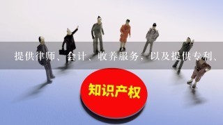 提供律师、会计、收养服务，以及提供专利、商标、企业注册、税务、报关、签证代理服务等机构是（ ）。